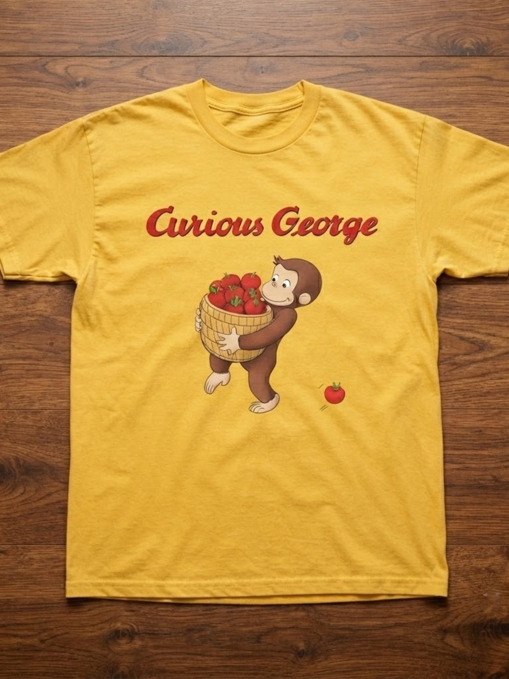 Yellow Curious George cute graphic tee